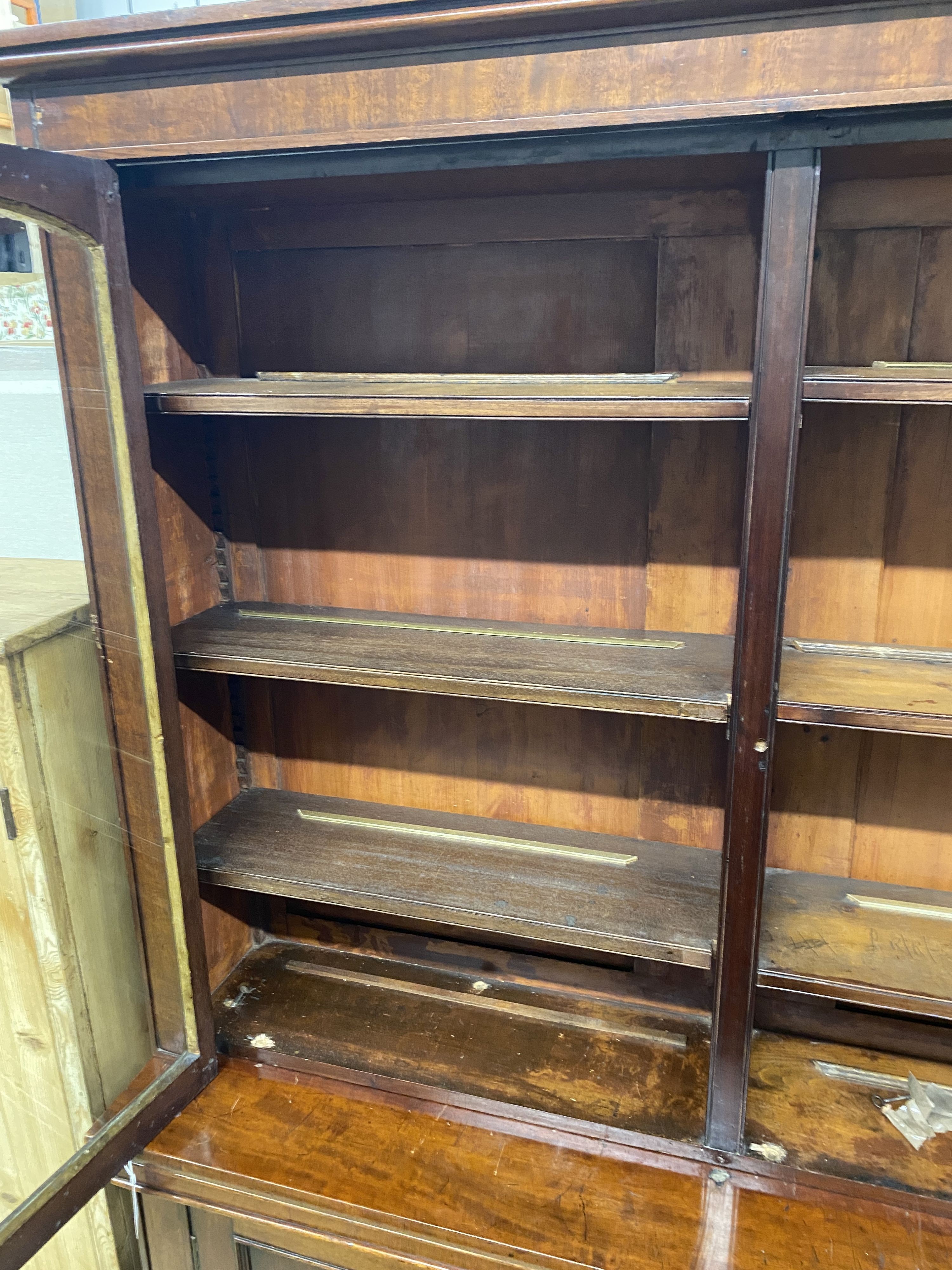 A Victorian mahogany library bookcase, length 140cm, depth 38cm, height 209cm